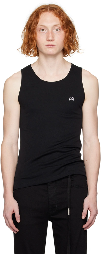 Shop Ann Demeulemeester Black Embroidered Tank Top In Black + Embroidery W