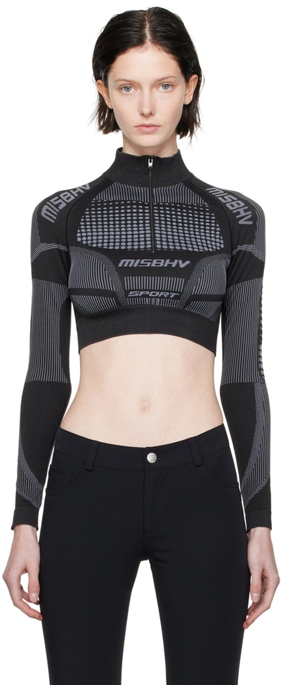 Shop Misbhv Black & Gray Europa Cropped Sport Top In Muted Black