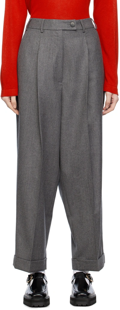 Shop Cordera Gray Masculine Trousers In Grey
