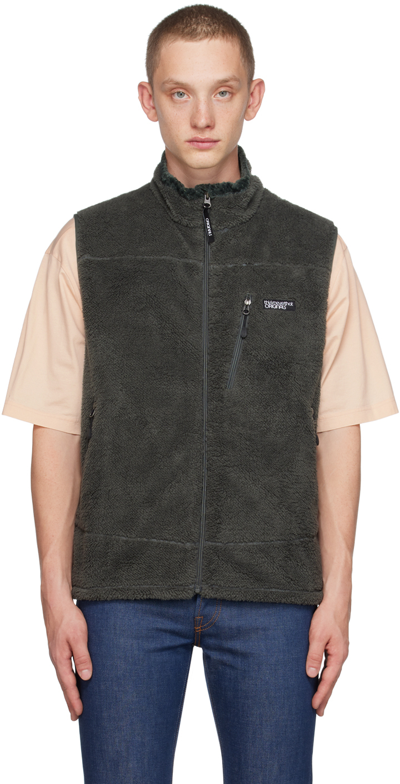 Shop Thisisneverthat Green High Loft Vest In Charcoal