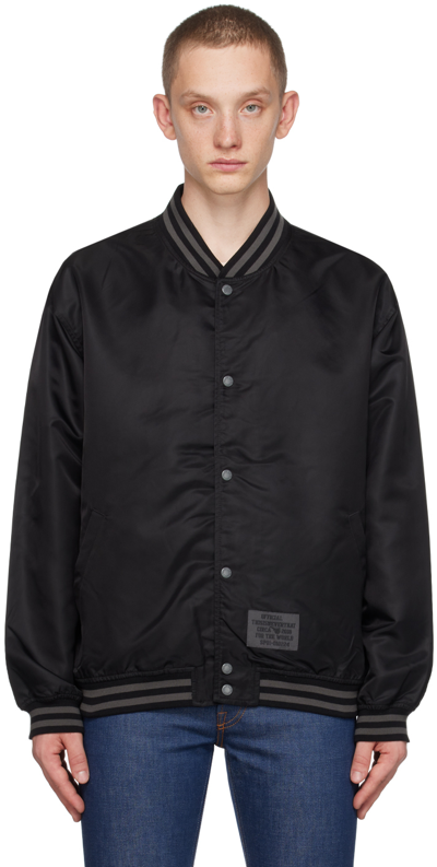 Shop Thisisneverthat Black Embroidered Bomber Jacket
