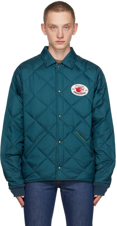 Shop Thisisneverthat Navy Quilted Down Jacket In Peacock