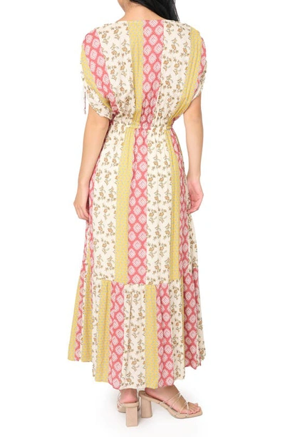 Shop Gibsonlook Print Cinch Sleeve Maxi Dress In Sunset Mixed Print