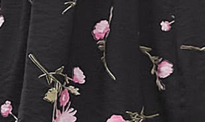 Shop Topshop Floral Smocked Puff Sleeve Minidress In Black Multi