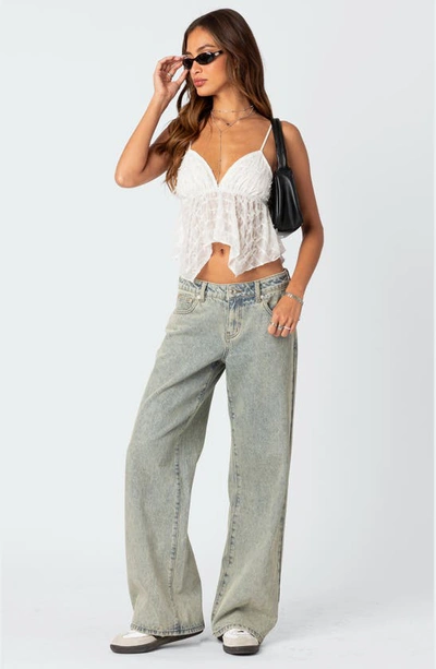 Edikted Flutter Frilled Tie Back Babydoll Top In White