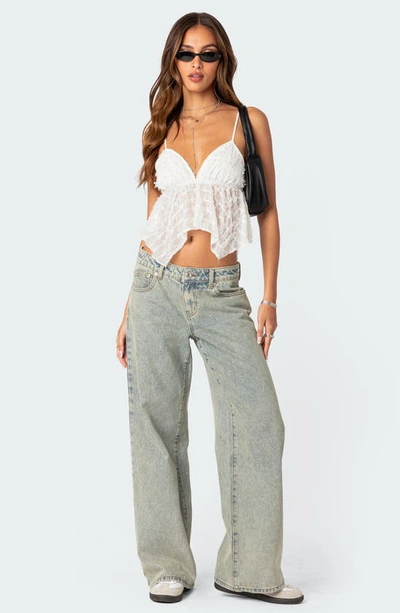 Edikted Flutter Frilled Tie Back Babydoll Top In White