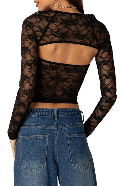 Edikted Women's Addison Sheer Lace Two Piece Top In Black