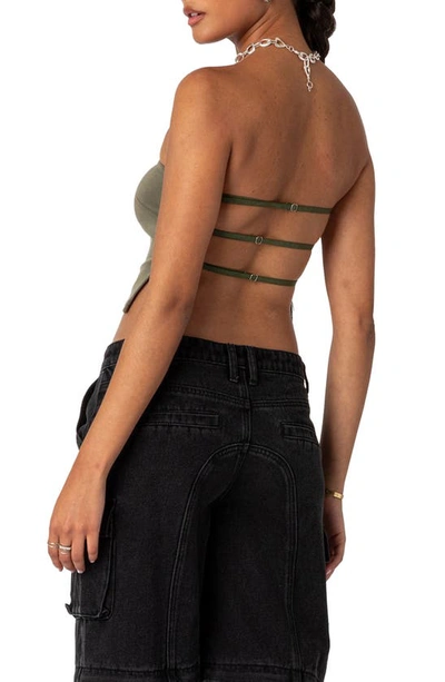 Shop Edikted Tao Open Back Tube Top In Olive