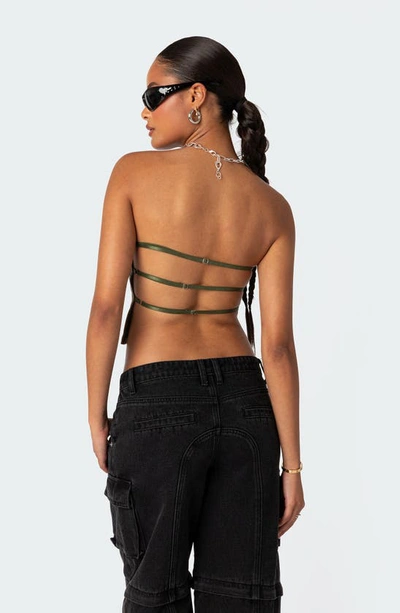 Shop Edikted Tao Open Back Tube Top In Olive