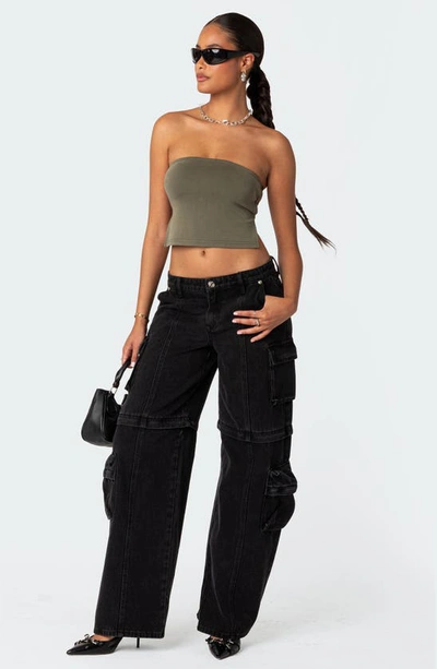 Shop Edikted Tao Open Back Tube Top In Olive