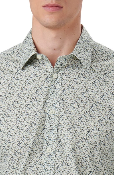 Shop Bugatchi Julian Shaped Fit Floral Stretch Cotton Button-up Shirt In Khaki