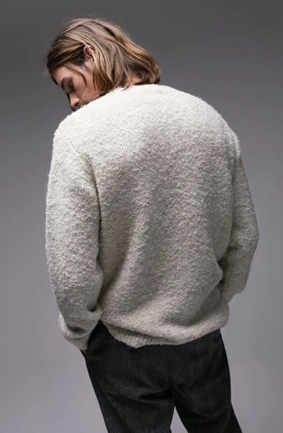 Shop Topman Bouclé Crewneck Sweater In White