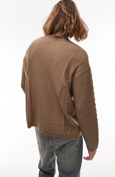 Shop Topman Ladder Cable Sweater In Brown