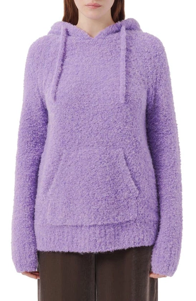 Shop Atm Anthony Thomas Melillo Alpaca & Wool Blend Bouclé Hoodie Sweater In French Vio