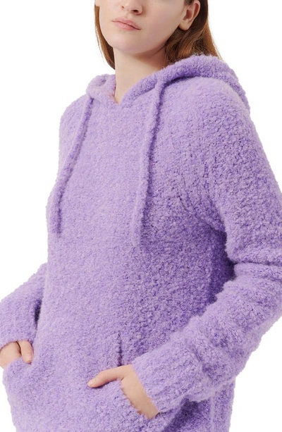 Shop Atm Anthony Thomas Melillo Alpaca & Wool Blend Bouclé Hoodie Sweater In French Vio