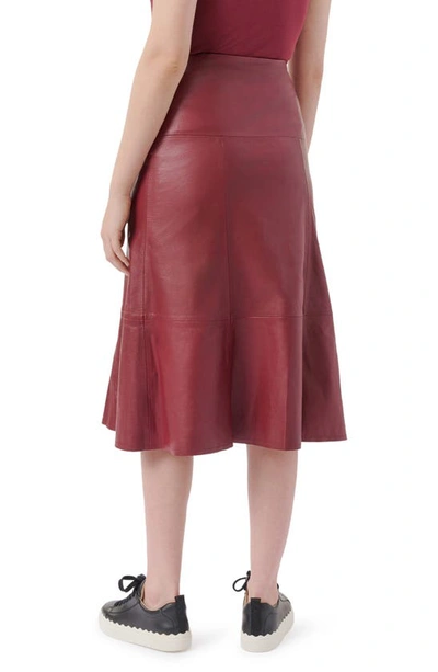 Shop Atm Anthony Thomas Melillo Flare Leather Midi Skirt In Wine