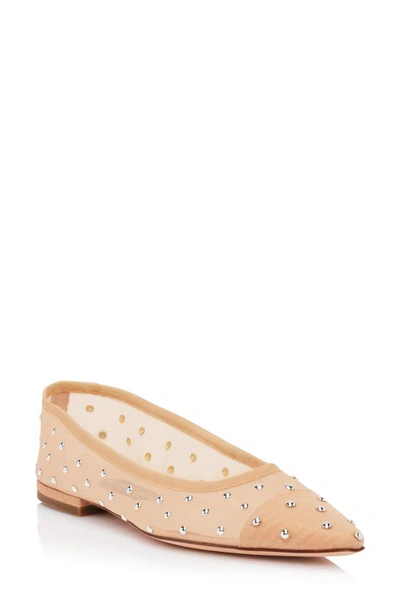 Shop Jessica Rich Alea Studded Pointed Toe Flat In Beige