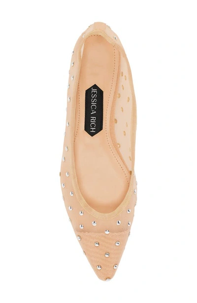 Shop Jessica Rich Alea Studded Pointed Toe Flat In Beige