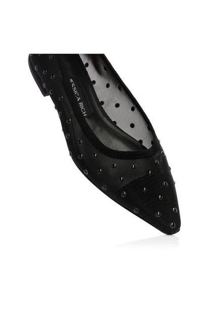 Shop Jessica Rich Alea Studded Pointed Toe Flat In Noir