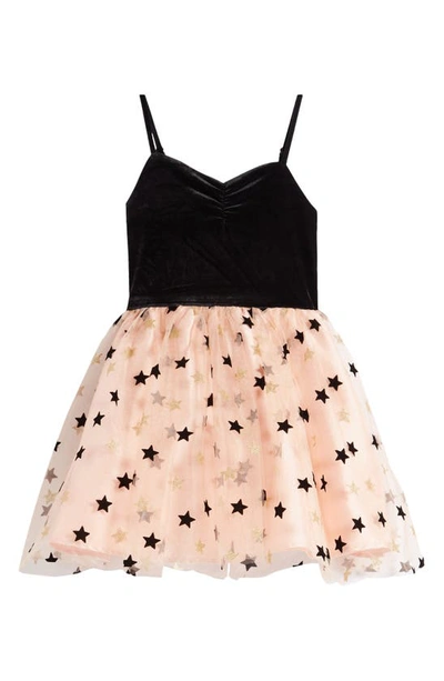 Shop Zunie Kids' Velvet Bodice Party Dress In Black Multi