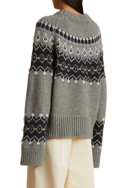 Shop Khaite Halo Oversize Fair Isle Cashmere Blend Sweater In Sterling Multi