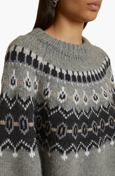Shop Khaite Halo Oversize Fair Isle Cashmere Blend Sweater In Sterling Multi