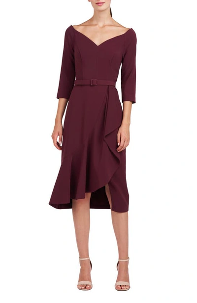 Shop Kay Unger Izzy Belted Cocktail Dress In Molasses