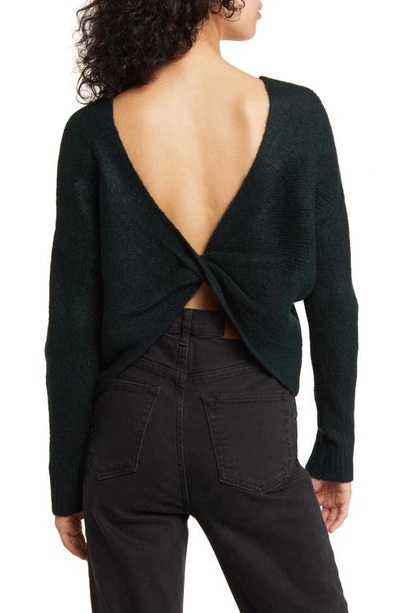 Shop Vigoss Mossy Twist Back Sweater In Jade