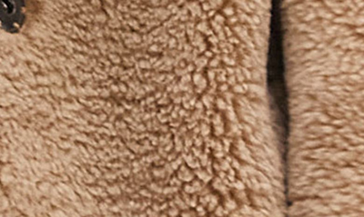 Shop Topshop Borg Notch Collar Faux Shearling Coat In Camel
