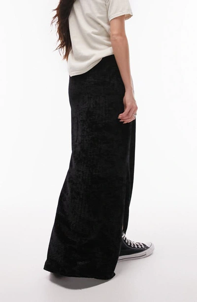 Shop Topshop Velvet Jersey Maxi Skirt In Black