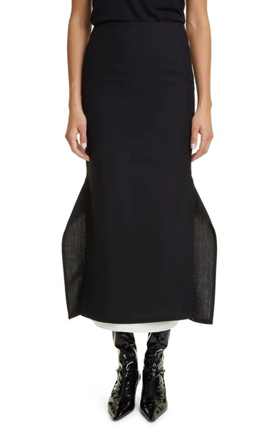 Shop The Row Patillon Side Slit Virgin Wool & Mohair Skirt In Black