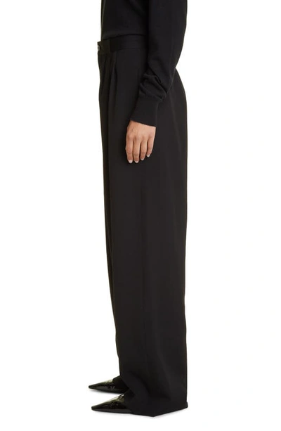 Shop The Row Rufos Pleated Wool Pants In Black