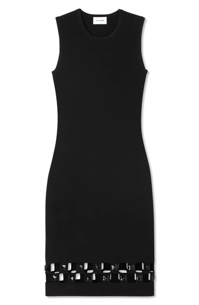 Shop St John Checkerboard Cutout Sleeveless Knit Sheath Dress In Black