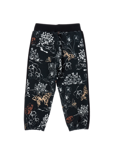 Monnalisa Fleece Joggers With Side Bands In Black