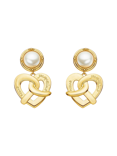 Shop Nana Jacqueline Felicity Pearl Earrings In Gold