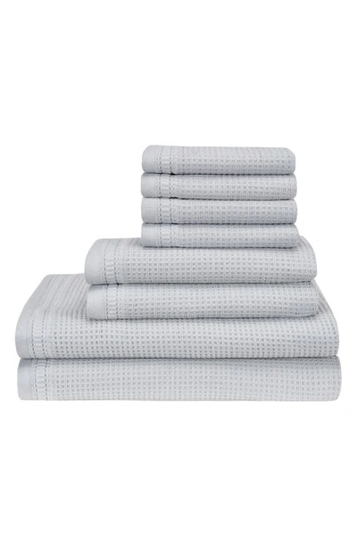 Shop Caro Home Waffle Assorted 8-pack Cotton Towels In Misty Metal