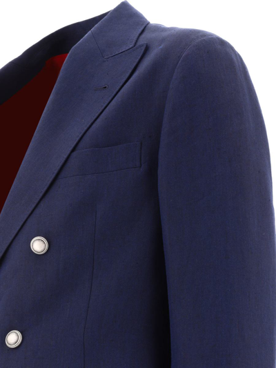 Shop Brunello Cucinelli Linen Suit In Blue