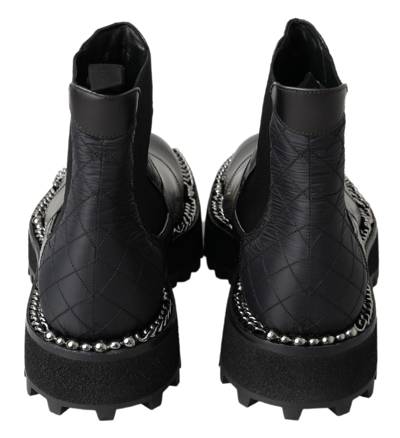 Shop Dolce & Gabbana Black Leather Slip On Stretch Men's Boots