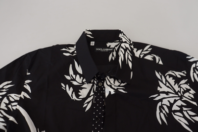 Shop Dolce & Gabbana Elegant Black Palm Tree Print Casual Men's Shirt
