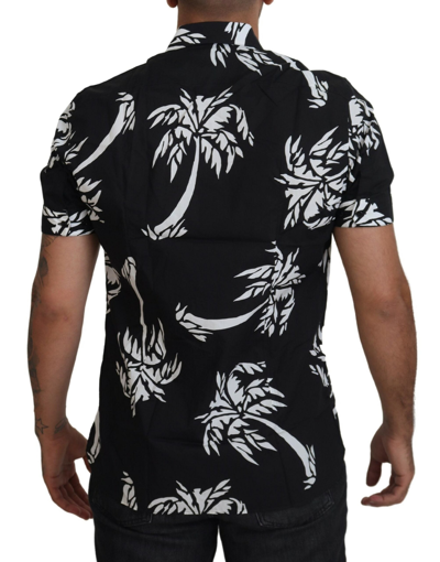 Shop Dolce & Gabbana Elegant Black Palm Tree Print Casual Men's Shirt