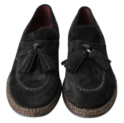Shop Dolce & Gabbana Black Suede Leather Casual Espadrille Men's Shoes