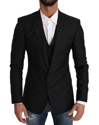 Shop Dolce & Gabbana Blazer Vest 2 Piece Black Wool Men's Martini