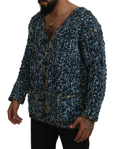 Dolce & Gabbana Blue Button Cardigan Fatto A Mano Sweater In Blue
