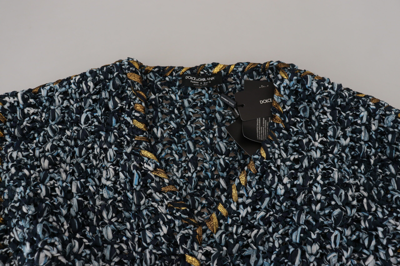 Shop Dolce & Gabbana Elegant Blue V-neck Cardigan Men's Sweater