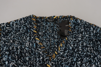 Dolce & Gabbana Blue Button Cardigan Fatto A Mano Sweater In Blue