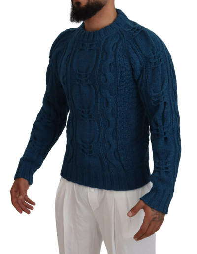Shop Dolce & Gabbana Elegant Blue Crewneck Men's Sweater