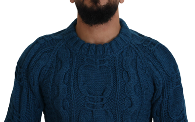 Shop Dolce & Gabbana Elegant Blue Crewneck Men's Sweater