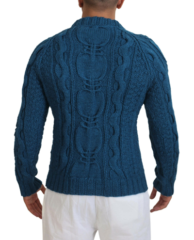 Shop Dolce & Gabbana Elegant Blue Crewneck Men's Sweater