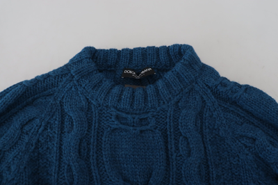 Shop Dolce & Gabbana Elegant Blue Crewneck Men's Sweater