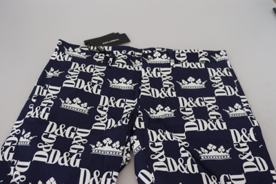 Shop Dolce & Gabbana Casual Crown Print Chinos Men's Shorts In Blue